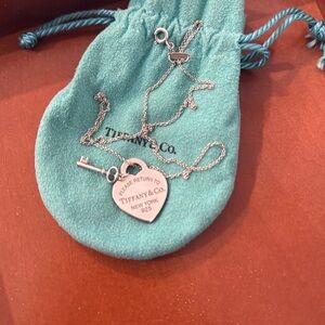 Tiffany & Co. Silver Heart and Key Necklace